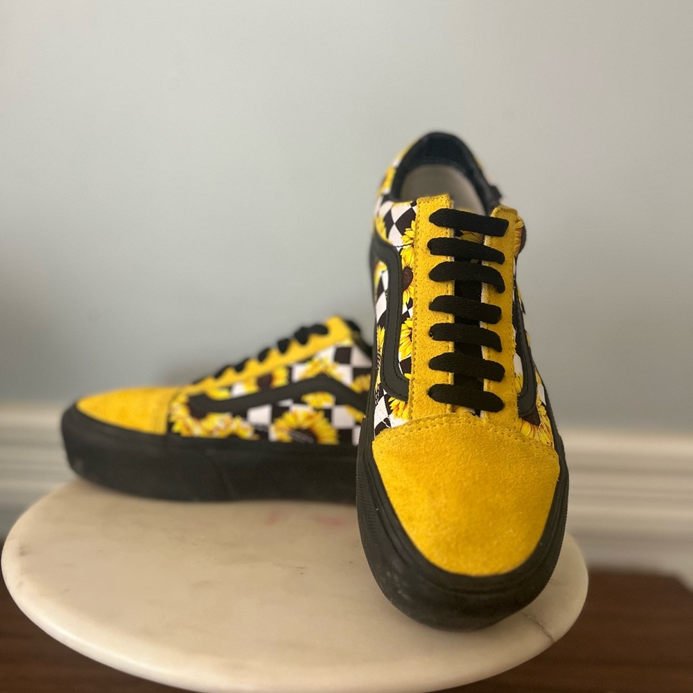 Customs Sunflowers Old Skool Platform - lightly worn - black soles